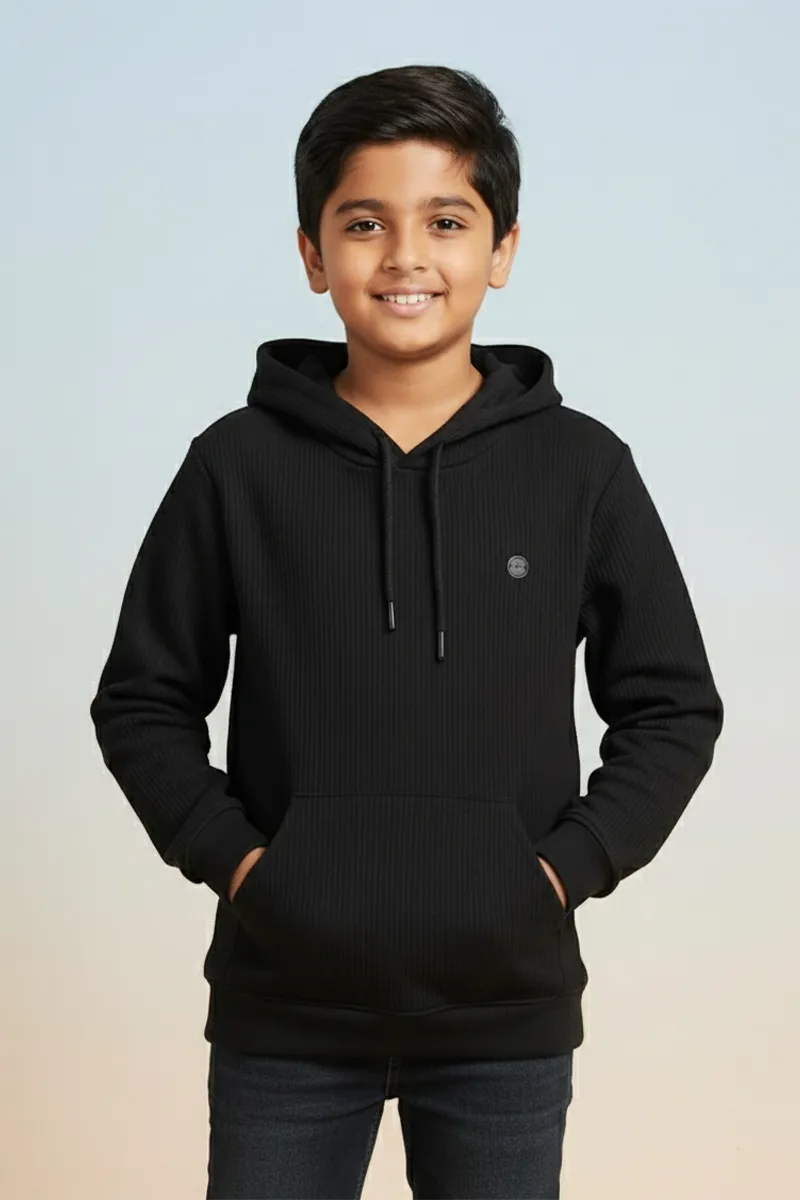 Boy's Self Design Casual Hoodie 028429BLA1415YRS