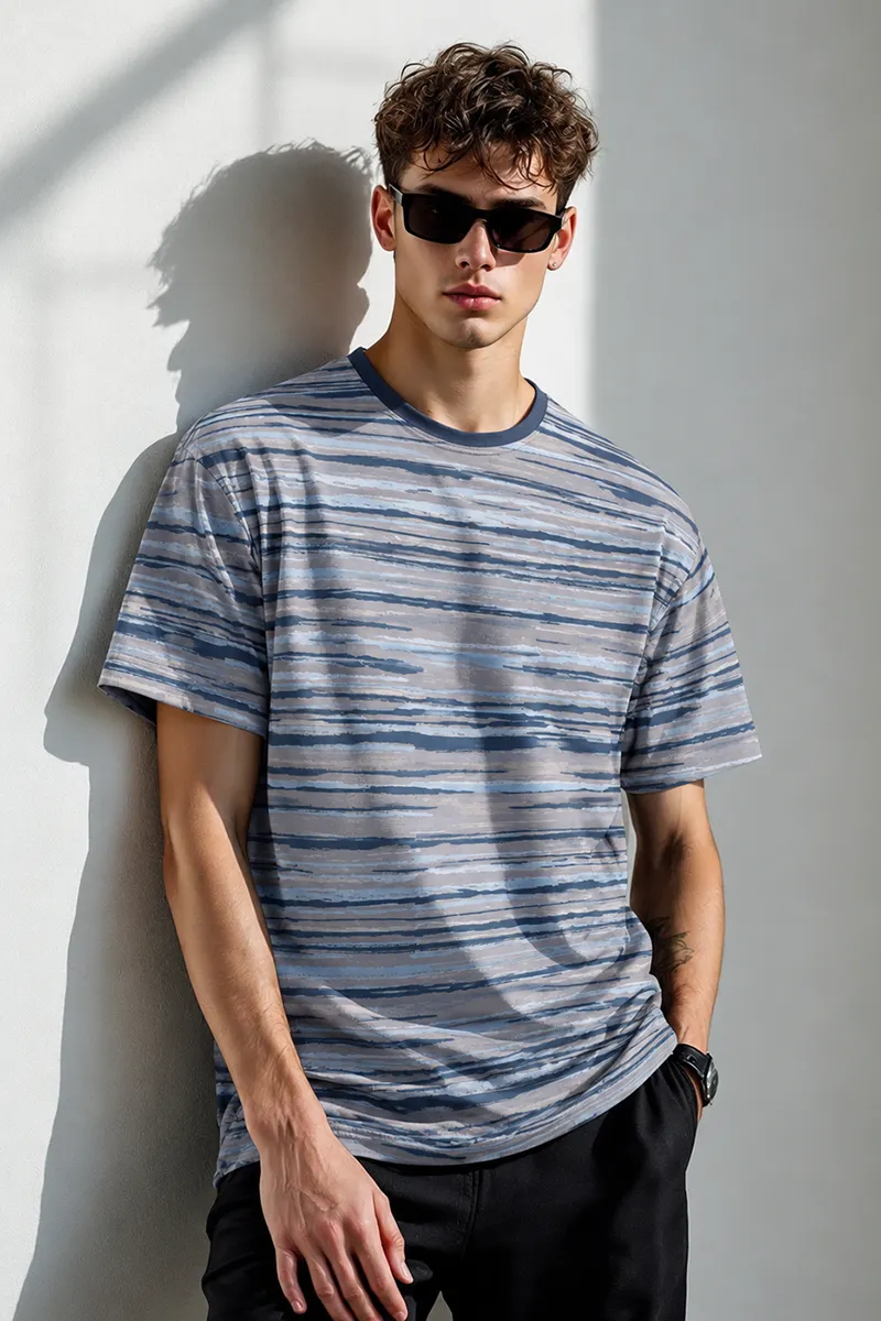 Men's Striped Print T-shirt 028447MGRE