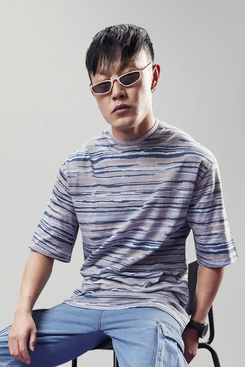 Men's Striped Print T-shirt 028447MGRE