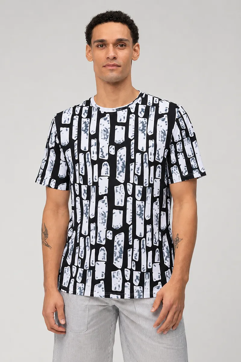 Printed Drop Shoulder T-shirt for Men 028448XLBLA