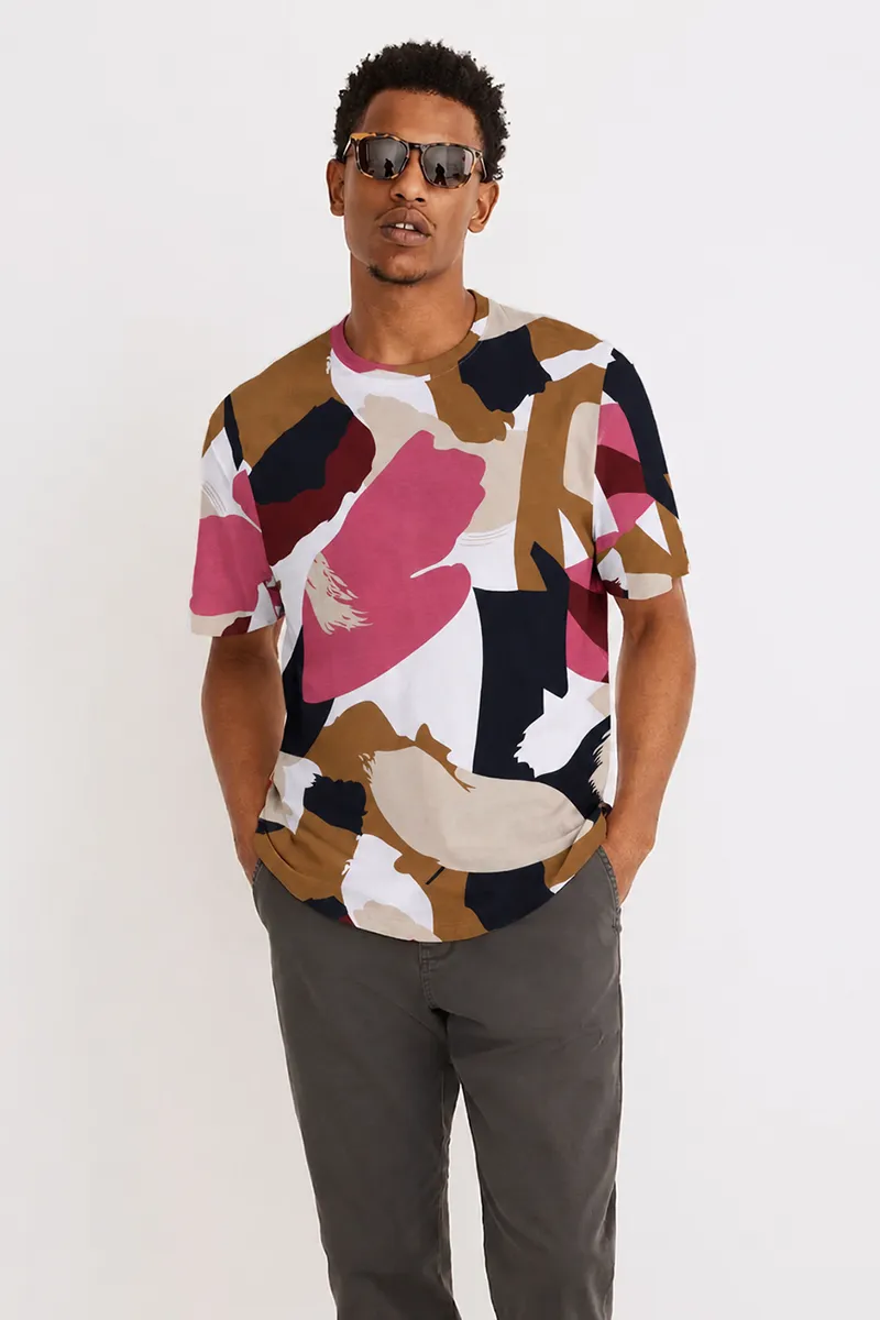 Men's Cotton Printed Drop Shoulder T-shirt 028449MMUL
