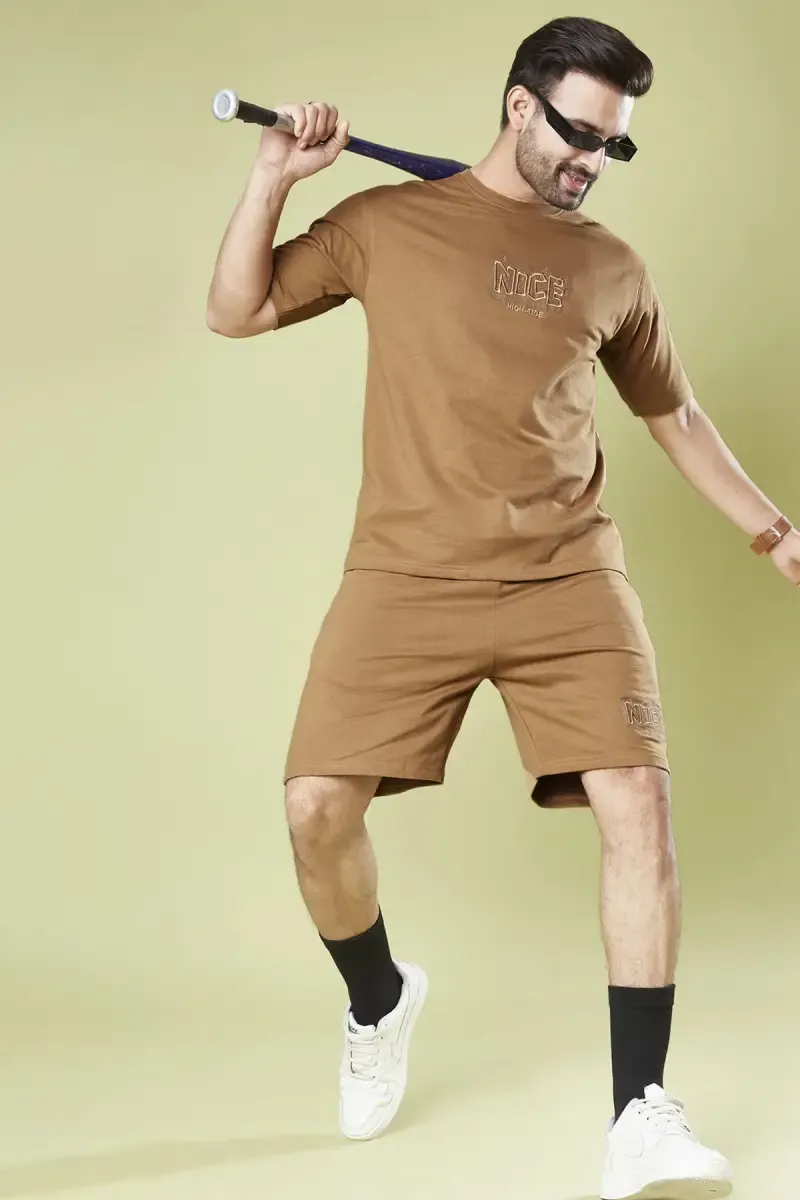Men's Cotton Embroidered Co-Ord Set