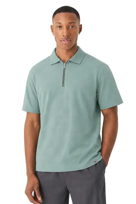Men's Cotton Self Designed Polo T-shirt 02845644GRE