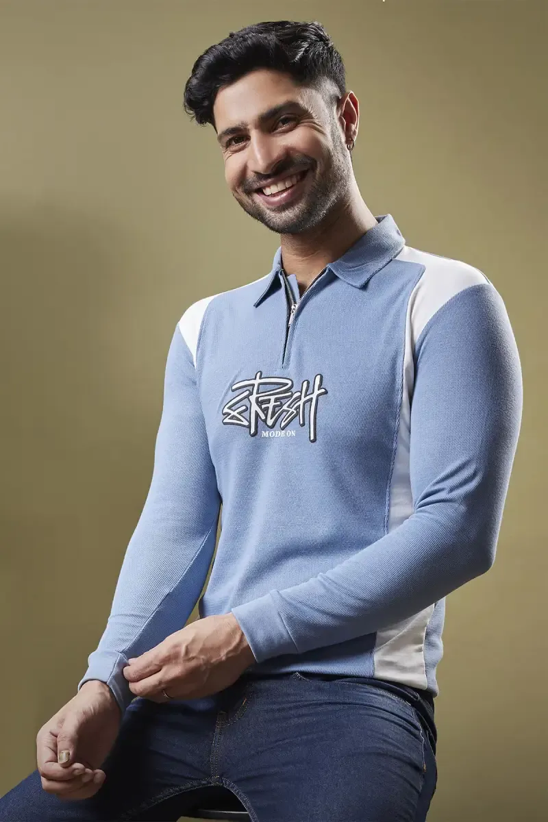 Men's Cotton Printed Polo Neck T-shirt