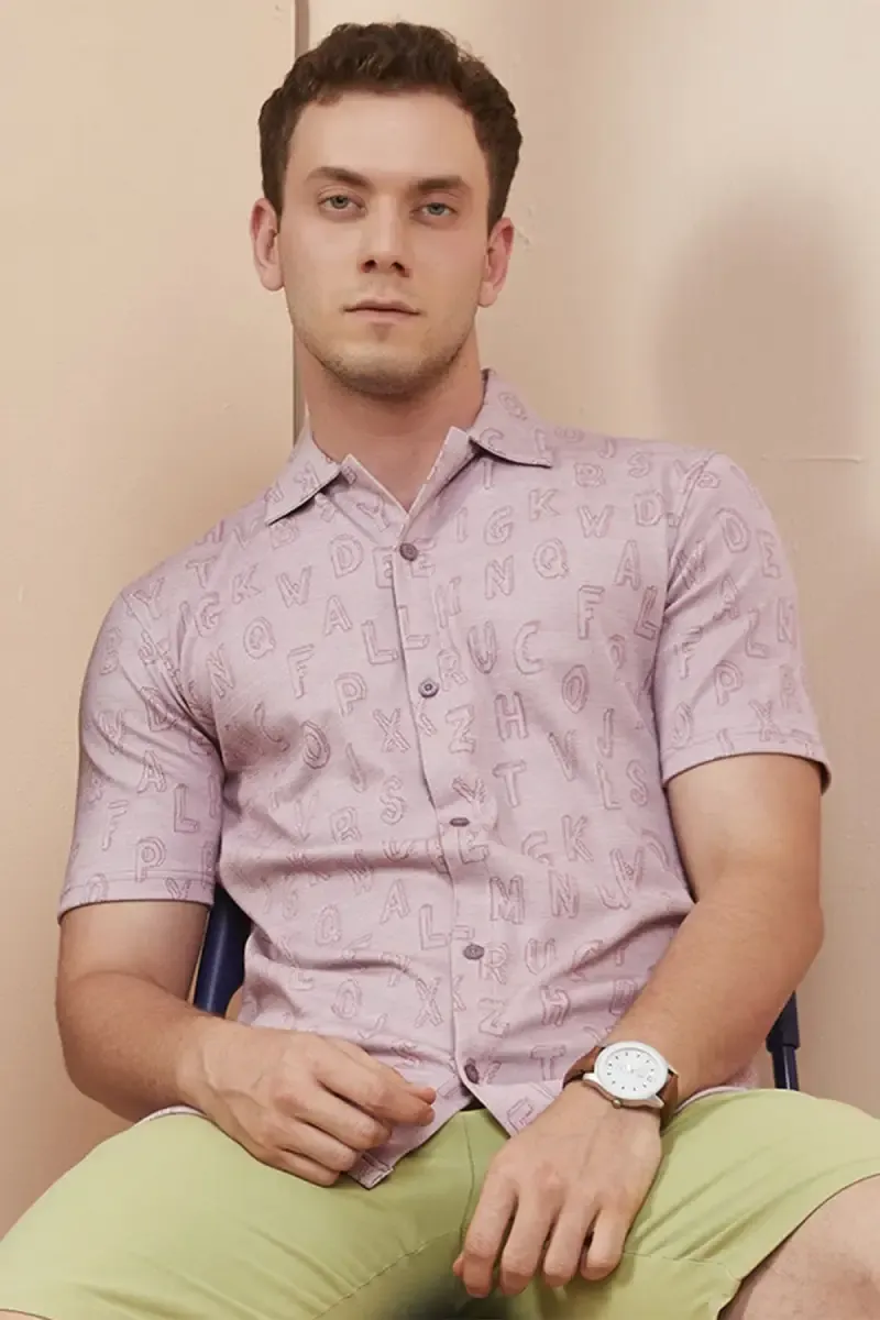 Men's Cotton Typography Print Shirts 028469PURXL