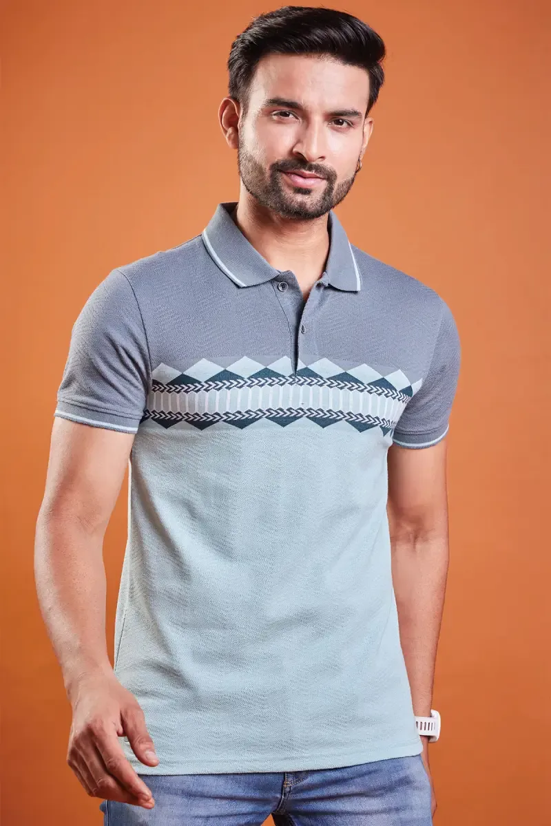 Men's Cotton Printed Polo T-shirt