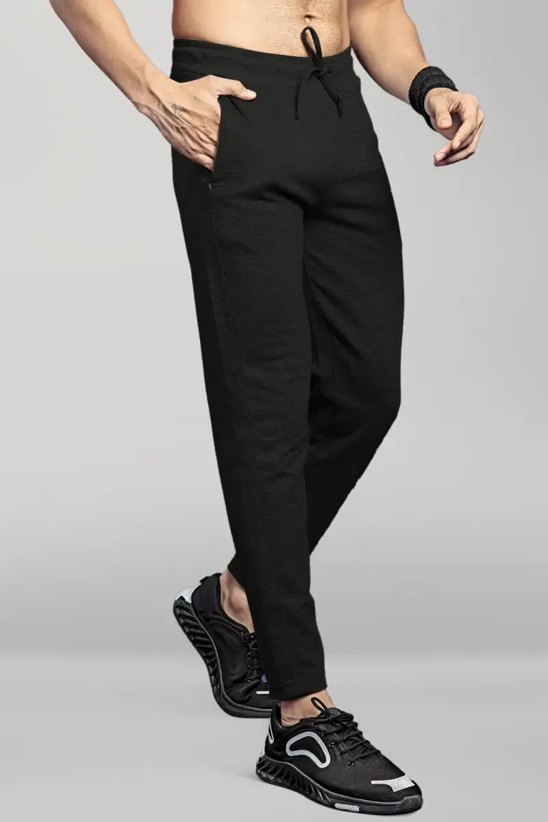 Solid Regular Fit Track Pants for Men 028484BLAXL