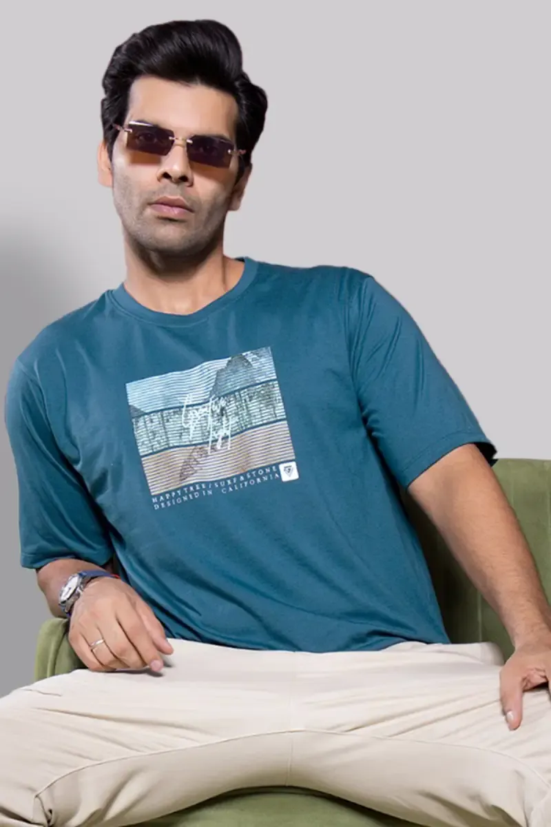 Men's Printed Round Neck Cotton T-shirt 0285244XLTEA