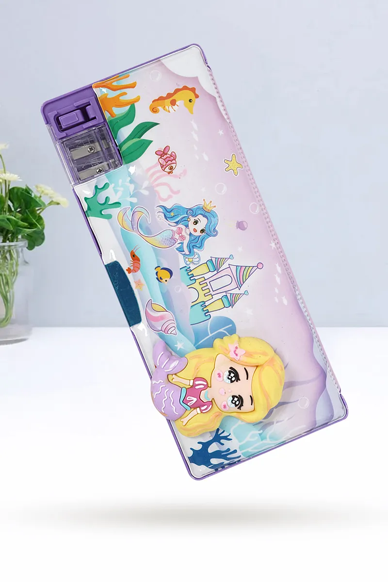 Stationary Pencil Box for Kids (Mermaid- Pink) - Pack of 1 028547MERPIN