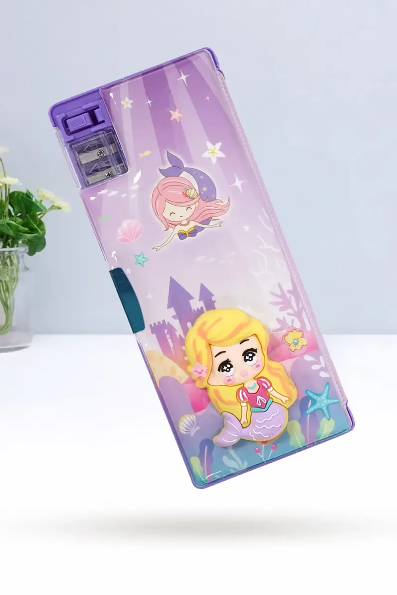 Stationary Pencil Box for Kids (Mermaid- Purple) - Pack of 1 028547MERPUR