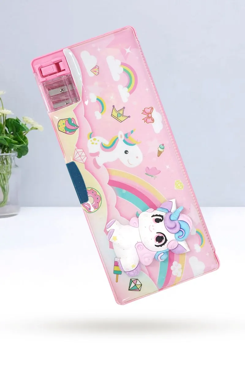 Stationary Pencil Box for Kids (Rainbow Unicorn- Pink) - Pack of 1 028547RAIUNIPIN
