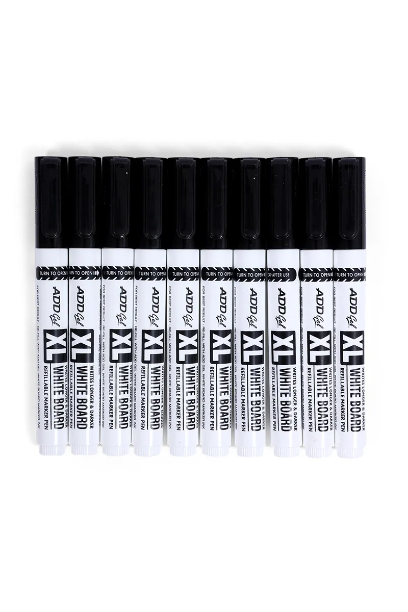 Add Gel Leaders Technology XL White Board Marker (Black) - Pack of 10 028755BLA