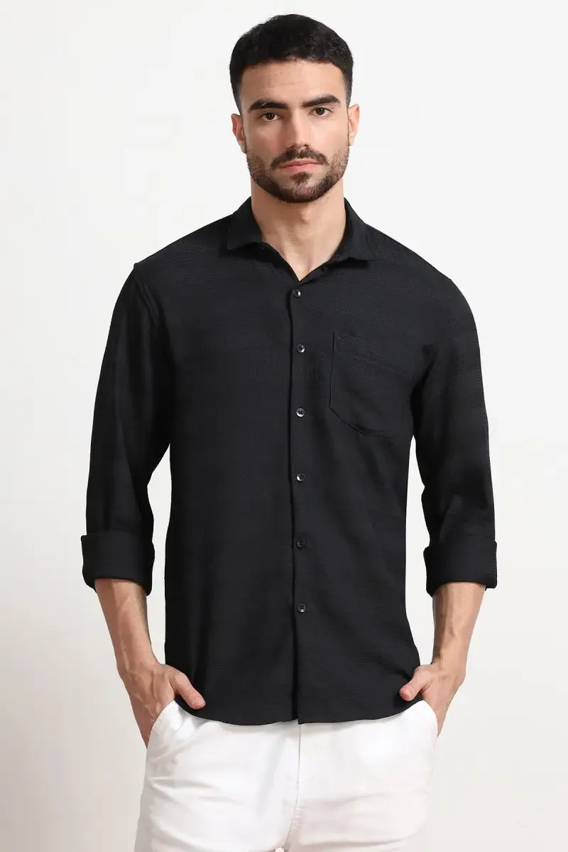 Popcorn Textured Full Sleeve Shirt for Men