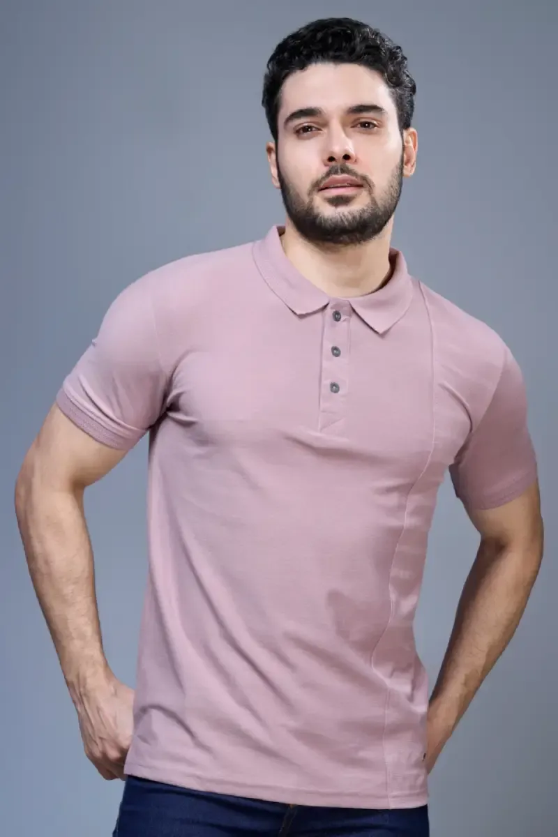 Men's Cotton Self Designed Polo T-shirt 02878040MAU