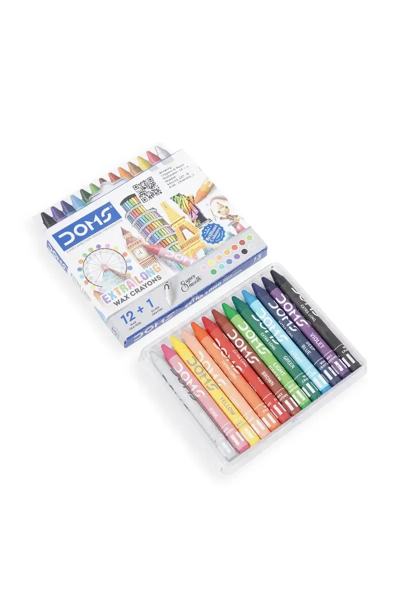 Doms Extra Long Crayons 12 Shades (Multicolor) - Pack of 12