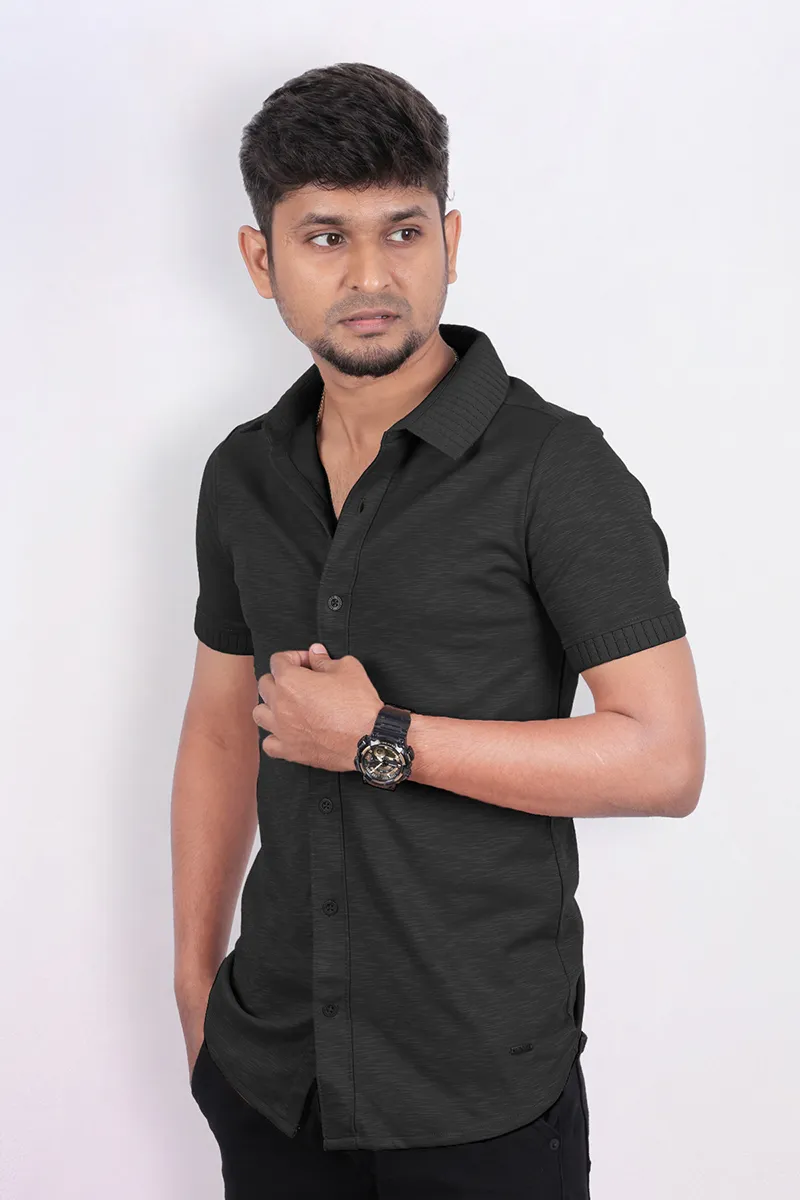 Men's Self Designed Half Sleeve Casual Shirt 028923BLA42