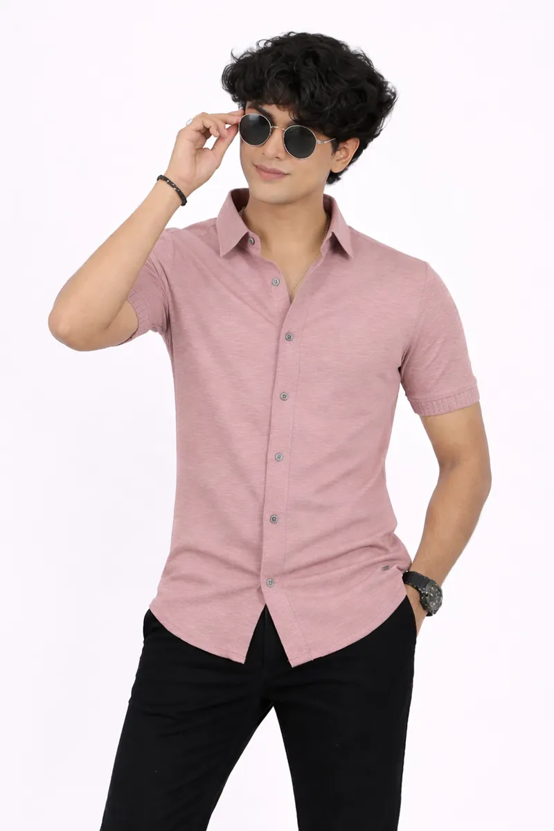 Men's Self Designed Half Sleeve Casual Shirt 028923BRO44