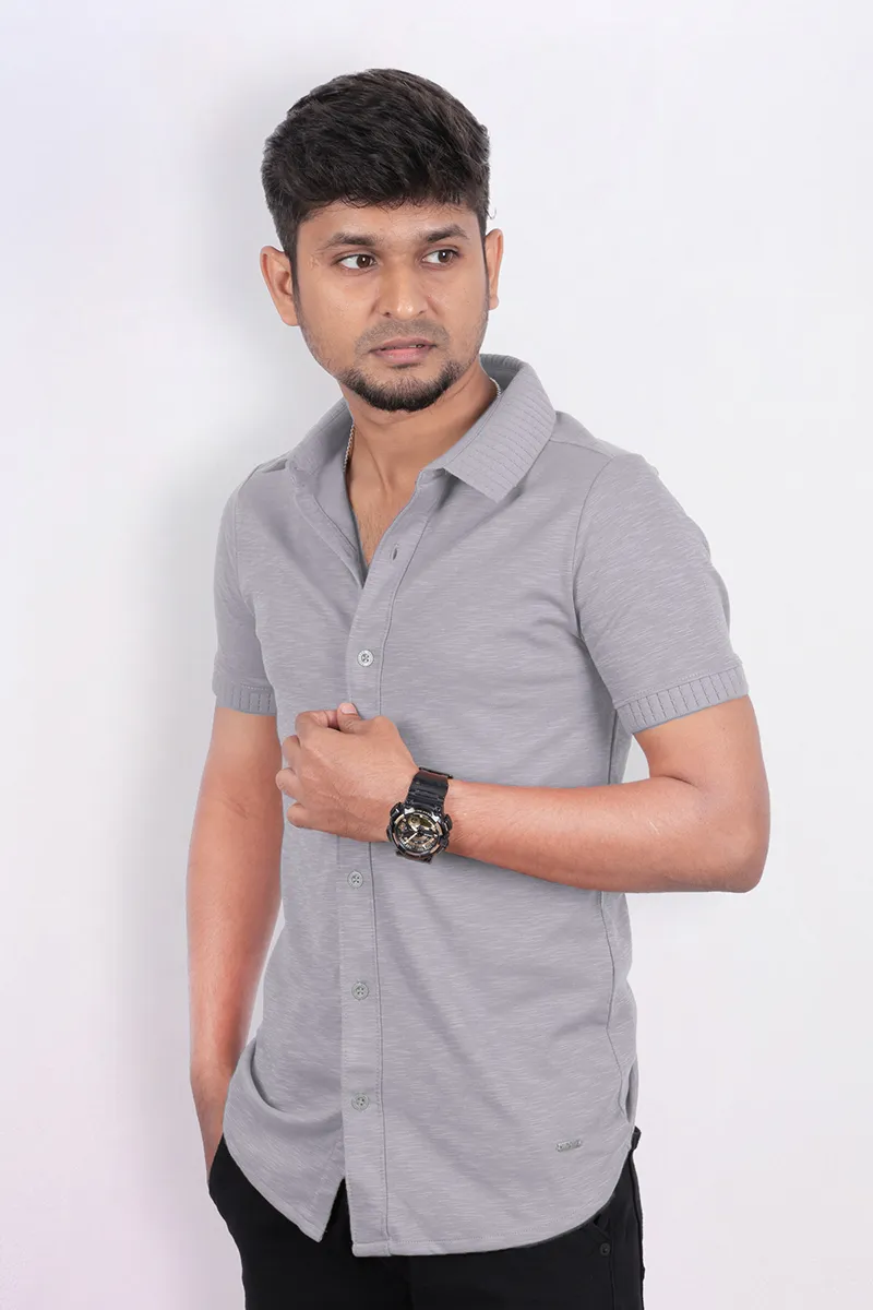 Men's Self Designed Half Sleeve Casual Shirt 028923GRE44