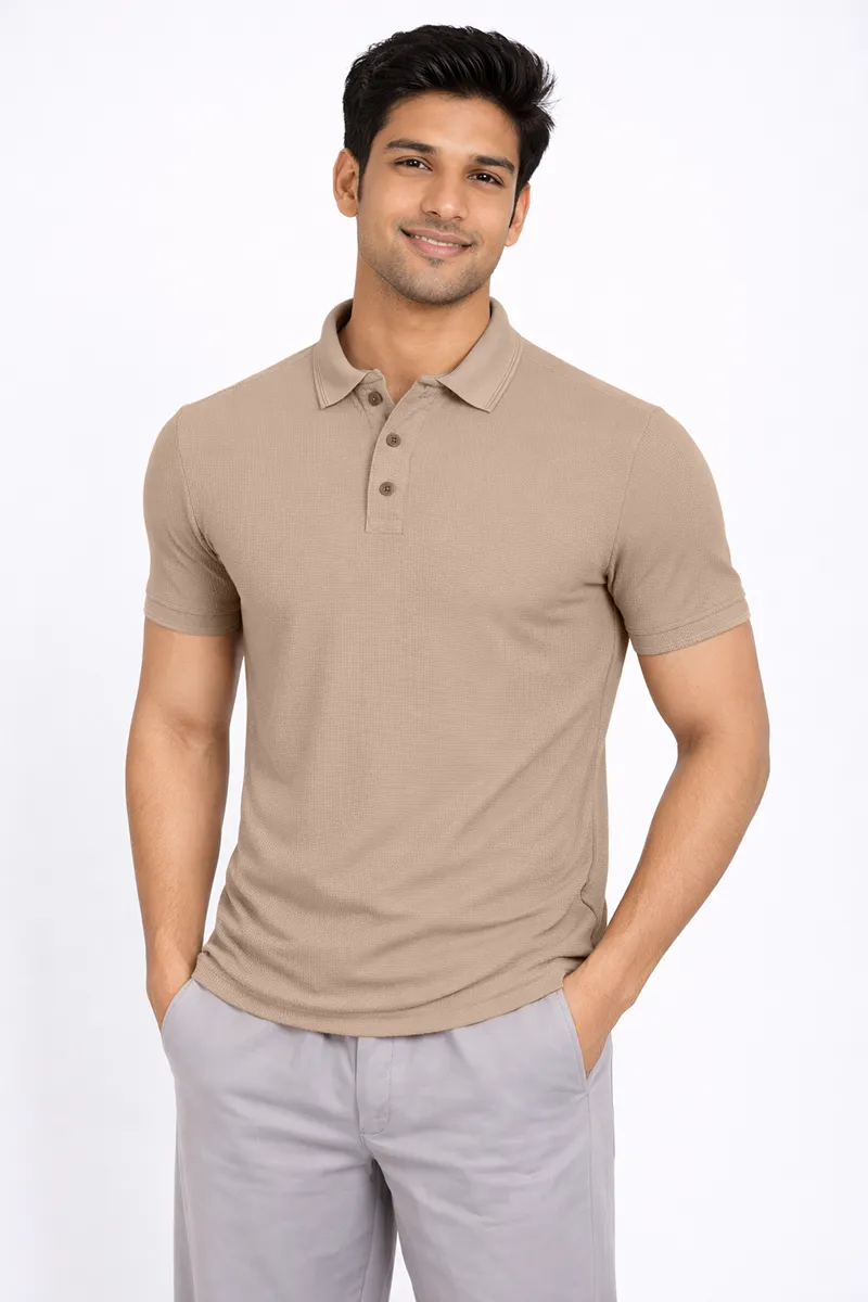 Men's Cotton Polo Neck Casual T-shirt 02892642CRE2