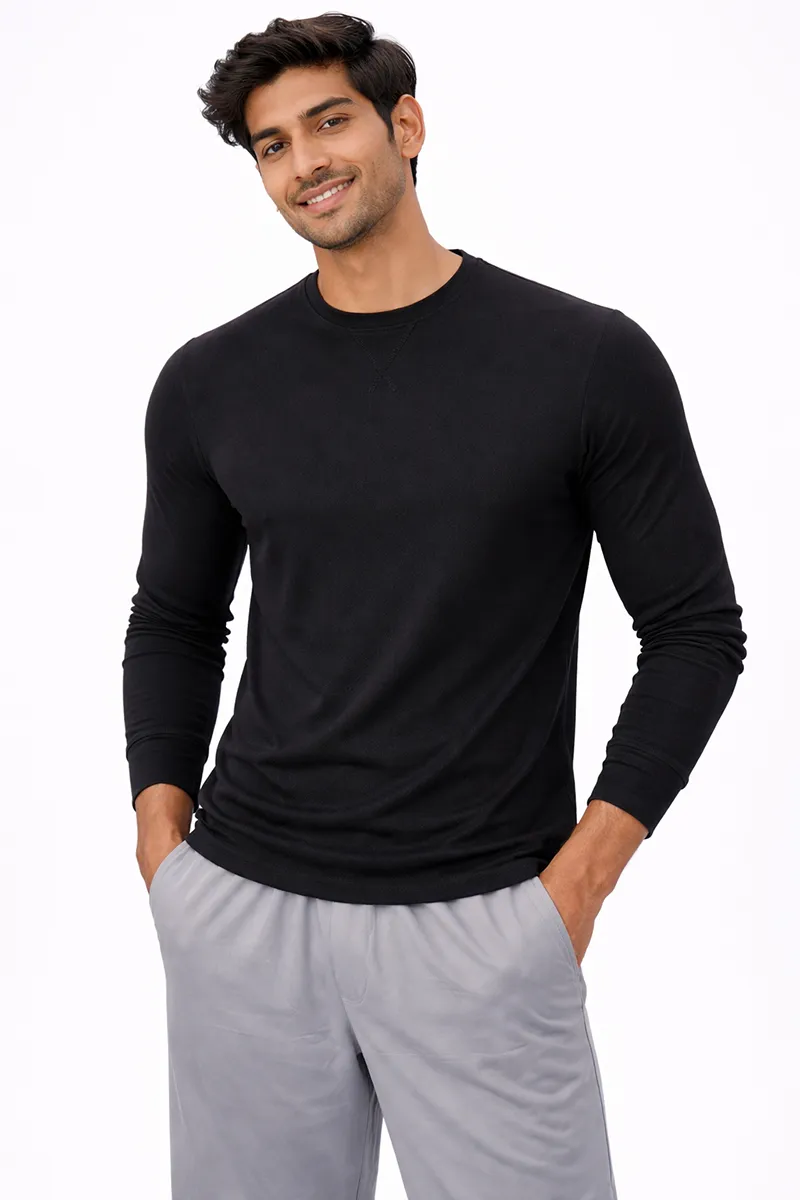 Men's Round Neck Regular Fit Sweatshirts 02893044BLA
