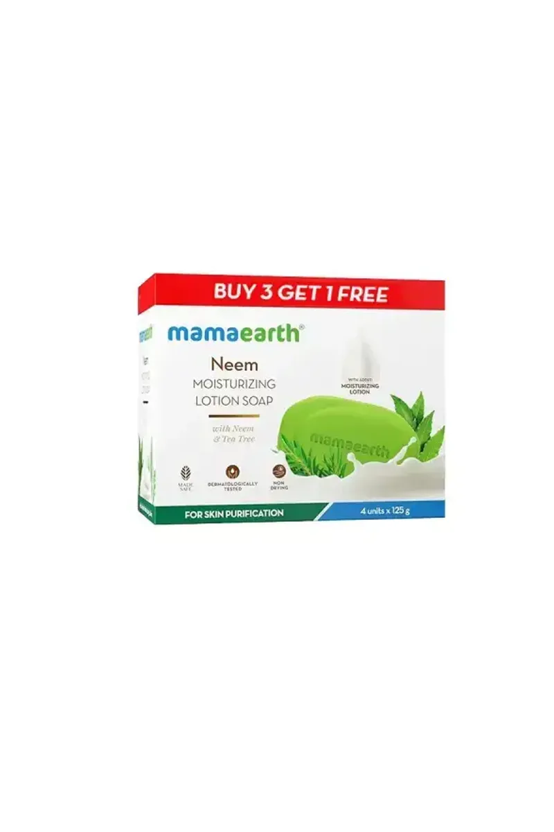 Mamaearth Neem Moisturizing Lotion Soap (Buy 3 Get 1)- 125g X 4