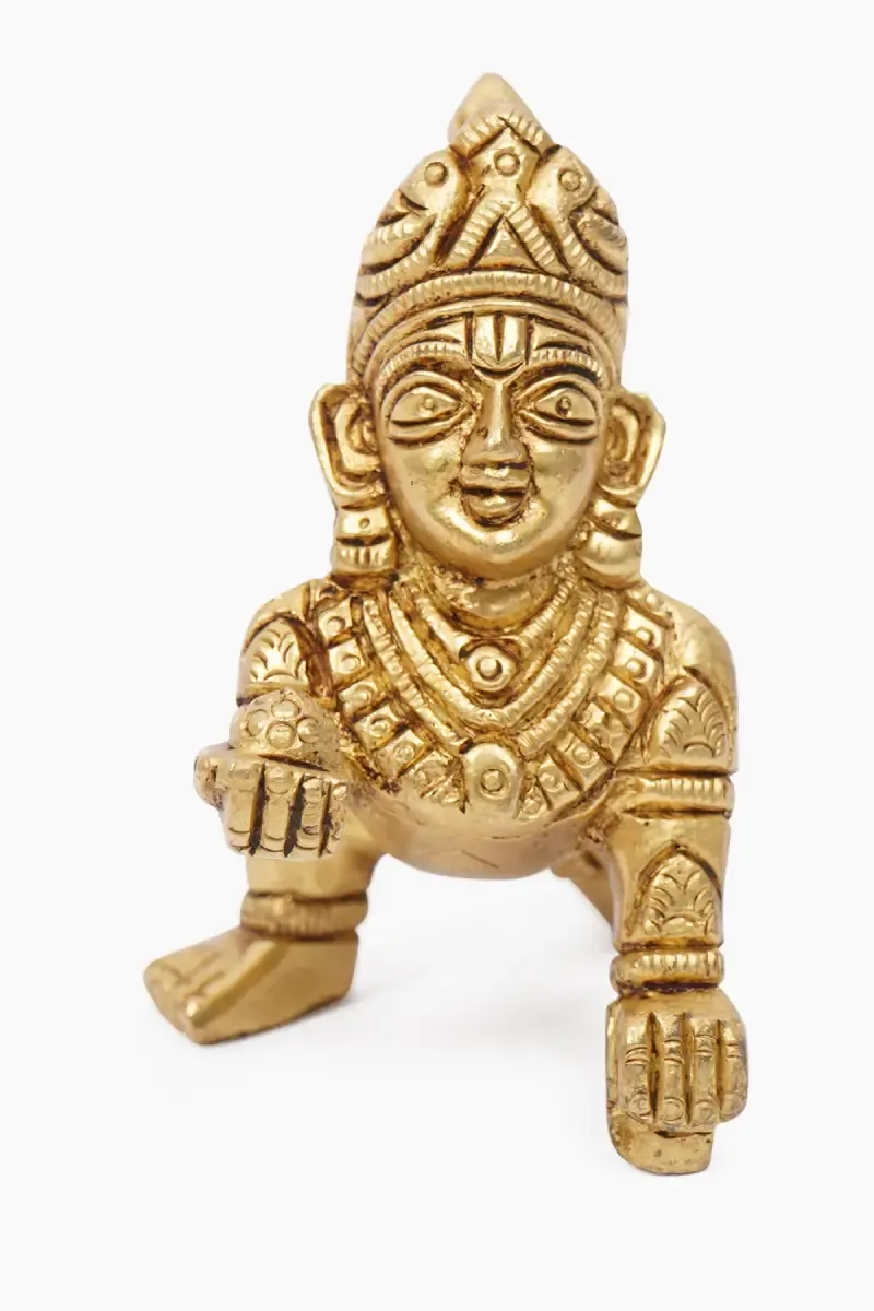 Brass Baby Krishna Idol - 6 Cm