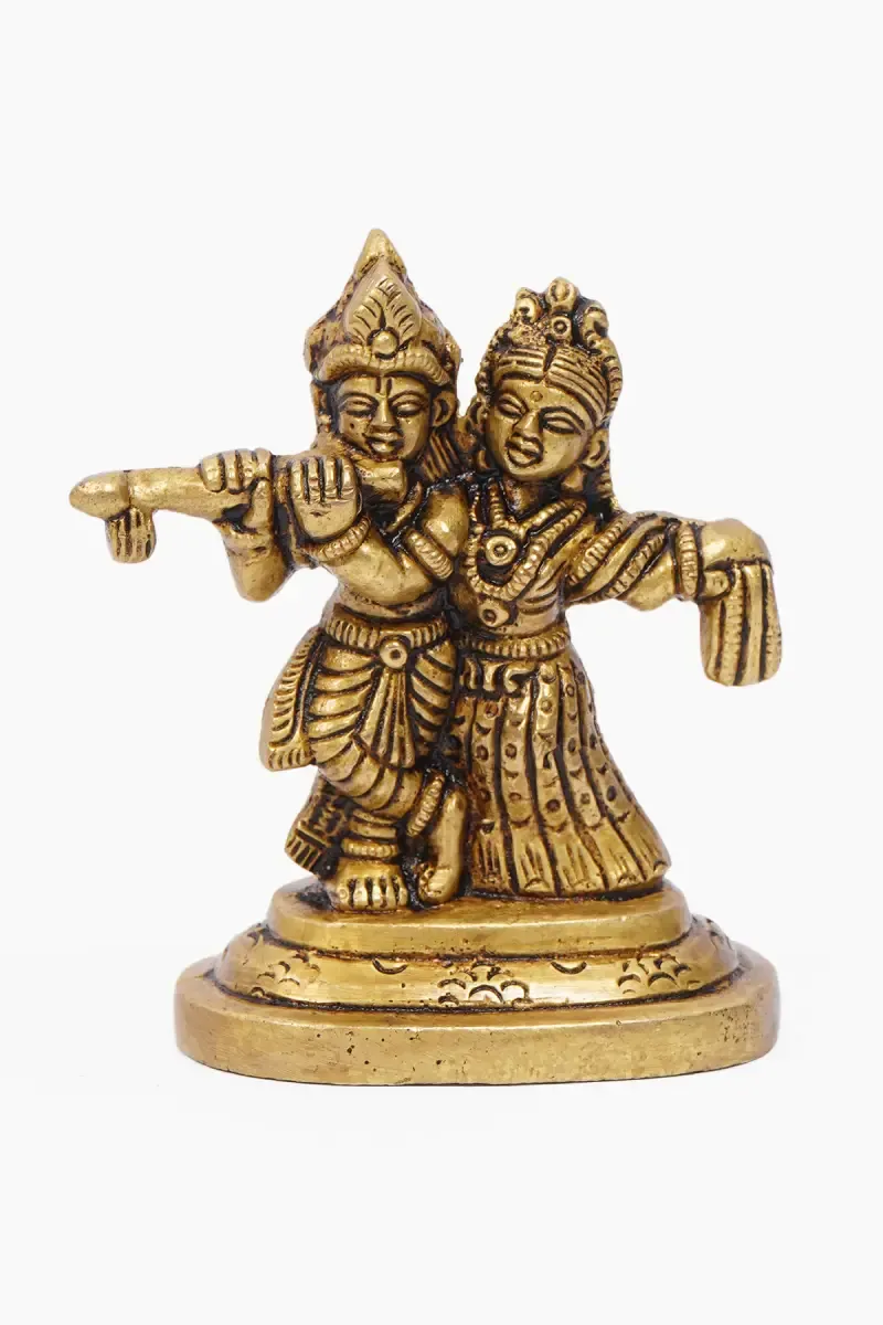 Brass Radha Krishna Idol - 8 Cm