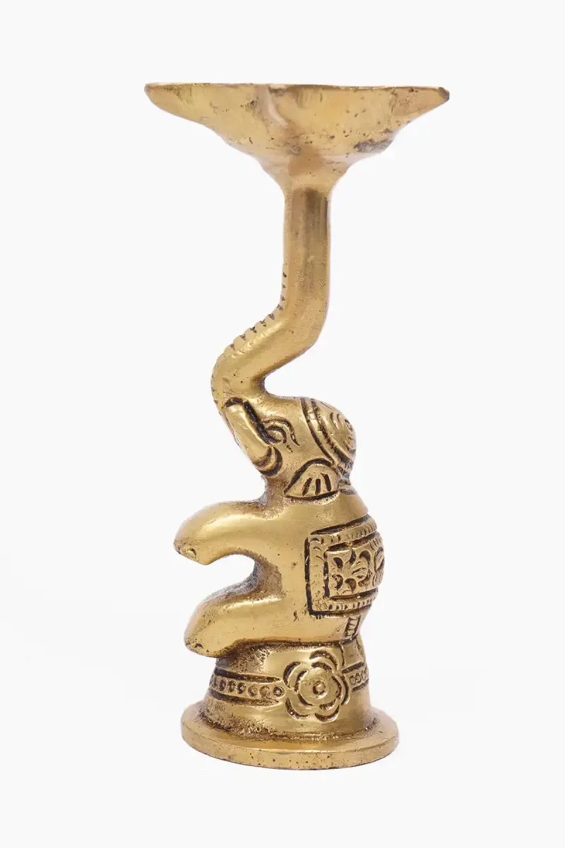 Brass Yanai / Elephant Vilakku - 11 Cm