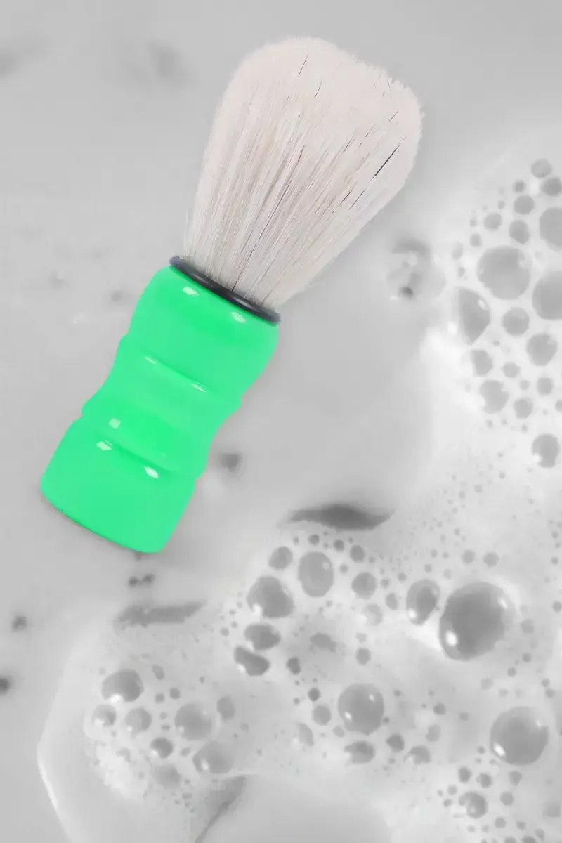 Synthetic Nylon Beard Shaving Brush for Boys and Men (Green)