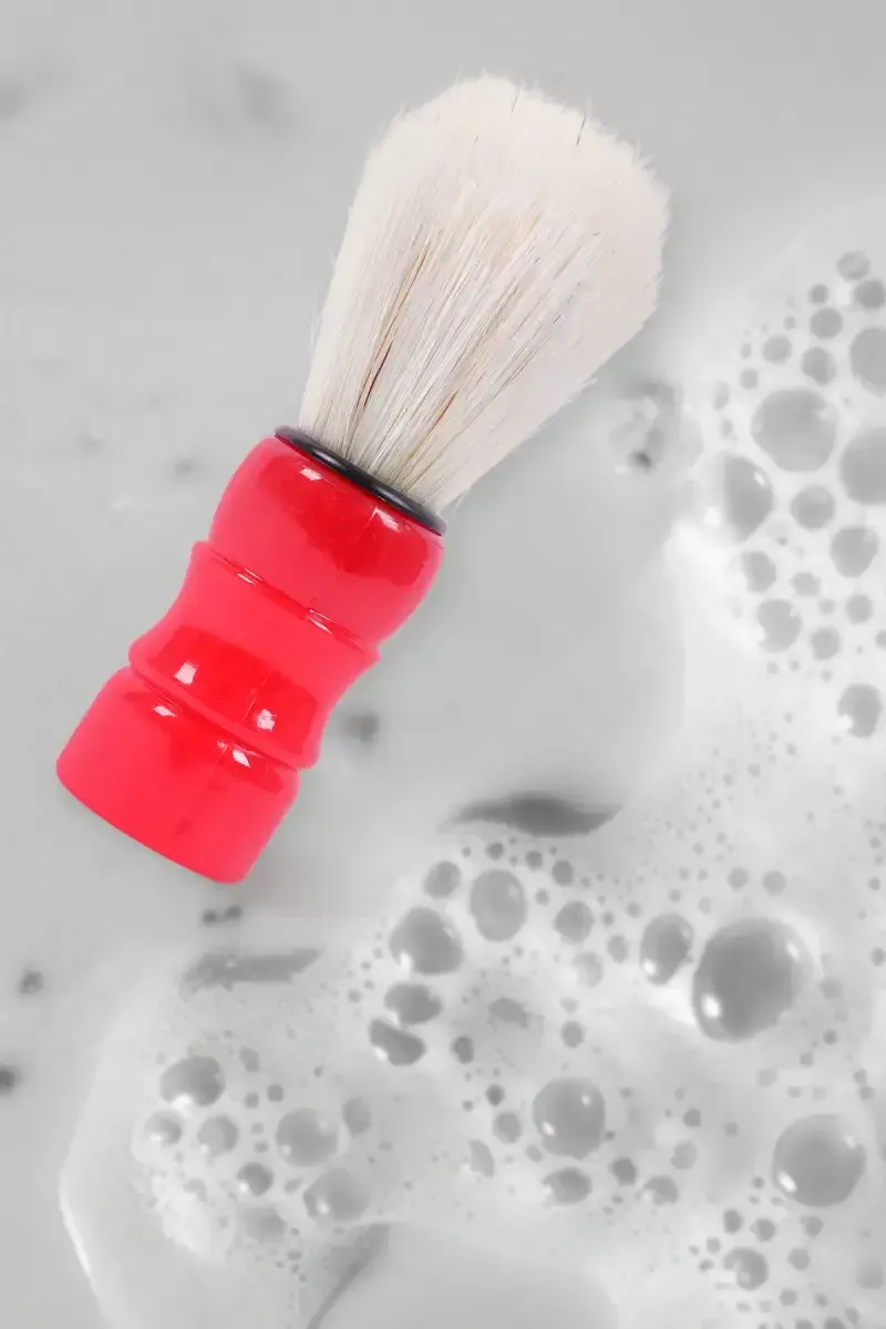 Synthetic Nylon Beard Shaving Brush for Boys and Men (Red)