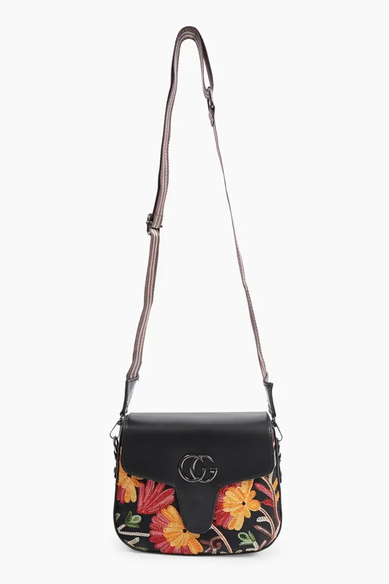 Premium Floral Embroidered Sling Bag for Women
