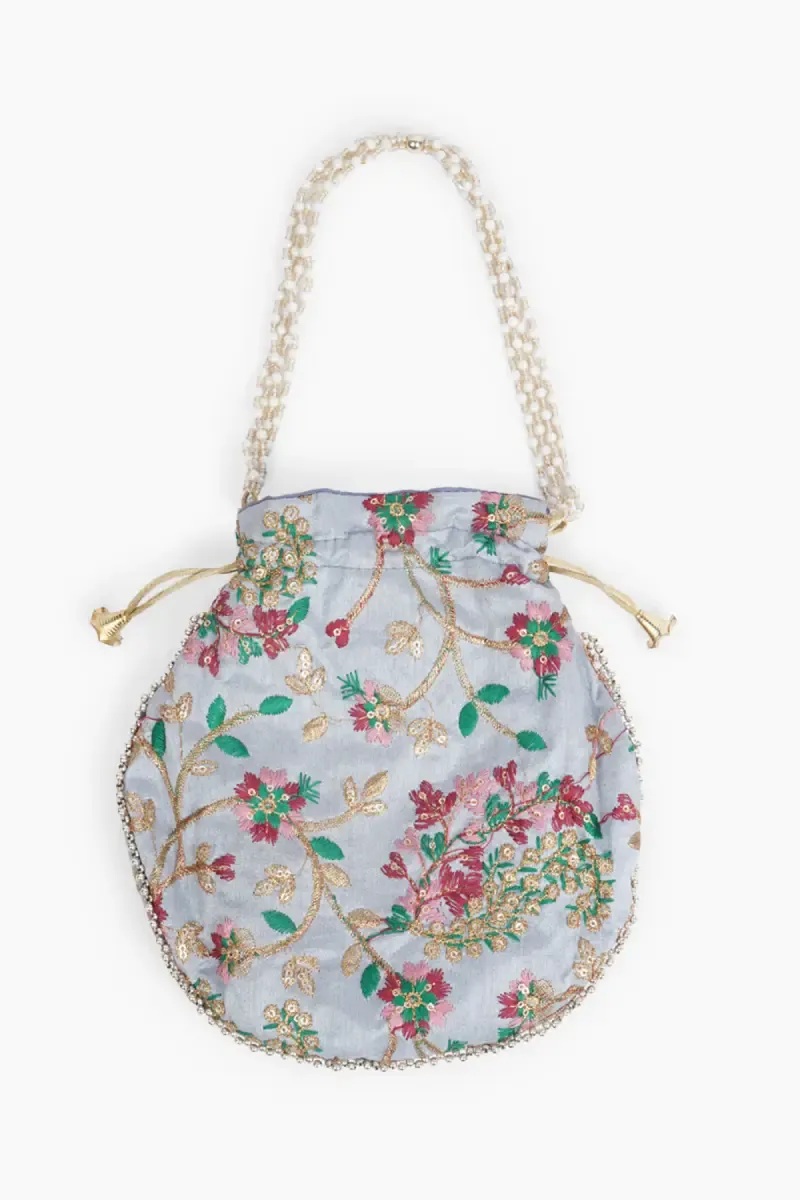 Floral Embroidered Designer Potli Bag/Clutch