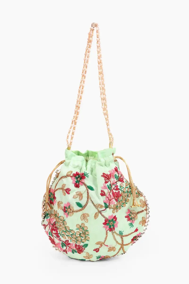 Floral Embroidered Designer Potli Bag/Clutch
