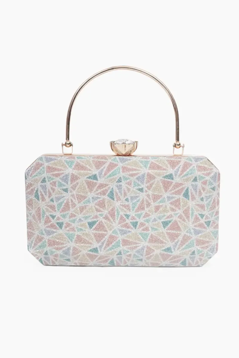 Premium Bridal Clutch with Top handle Detachable Chain Sling Strap 029138MUL2