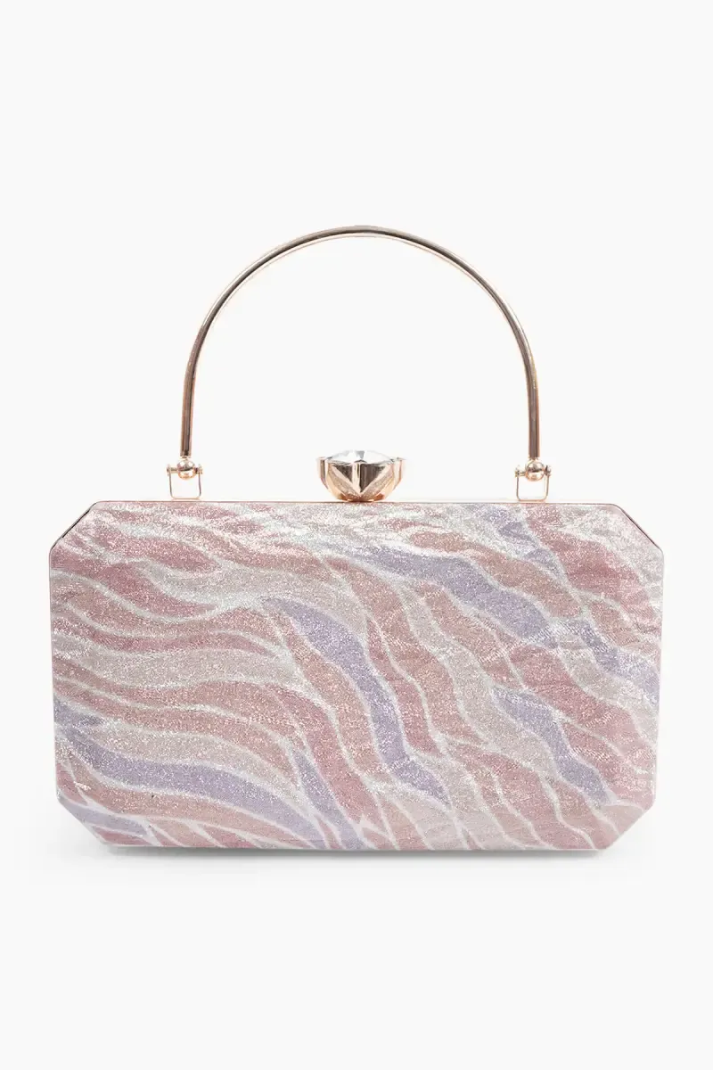 Premium Bridal Clutch with Top handle Detachable Chain Sling Strap 029138TAN