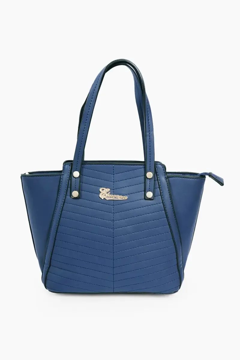 Premium Solid Tote Hand Bag for Women 029145BLU