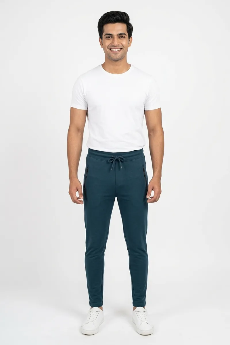 Men's Cotton Solid Mid Rise Track Pants 029290TEAXXL