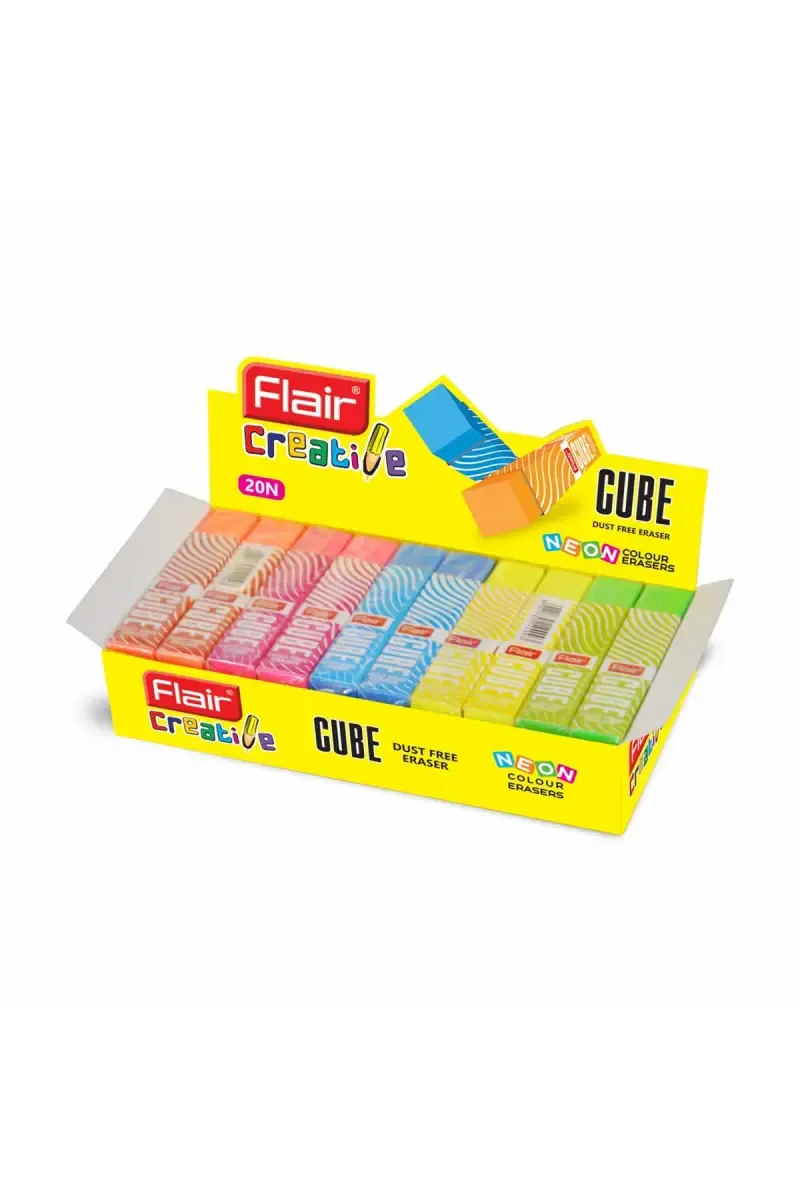 Flair Creative Cube Eraser (Multicolor) - Pack of 20