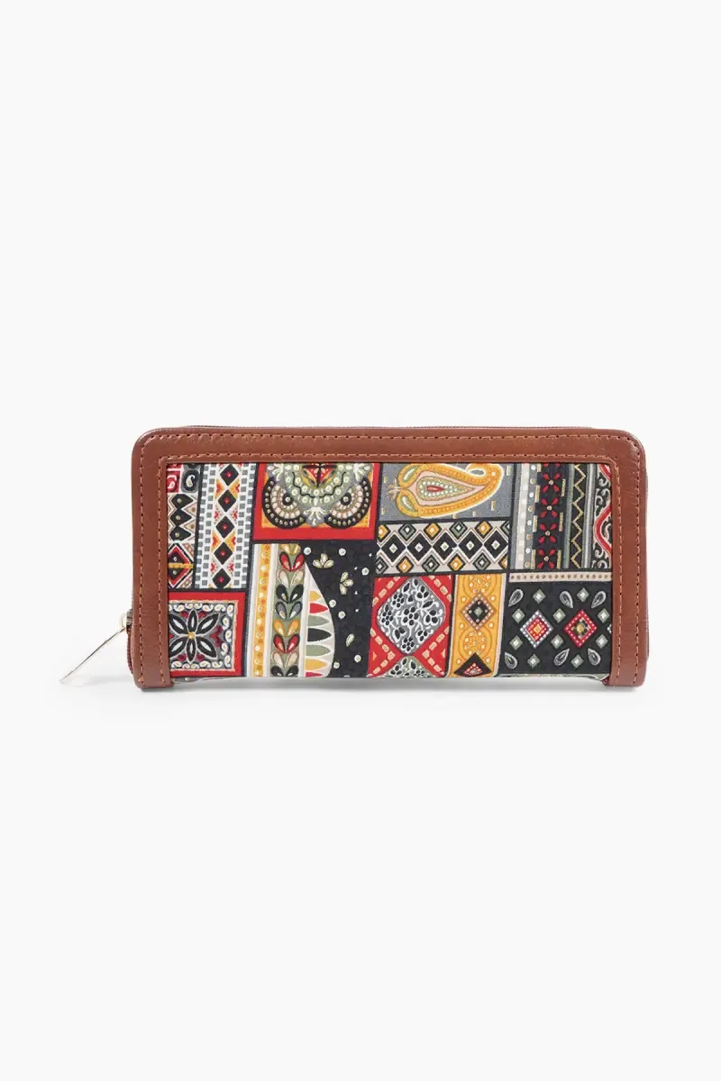 Women's Paisley Print Wallet with Embroidered Detailing 029400BLA