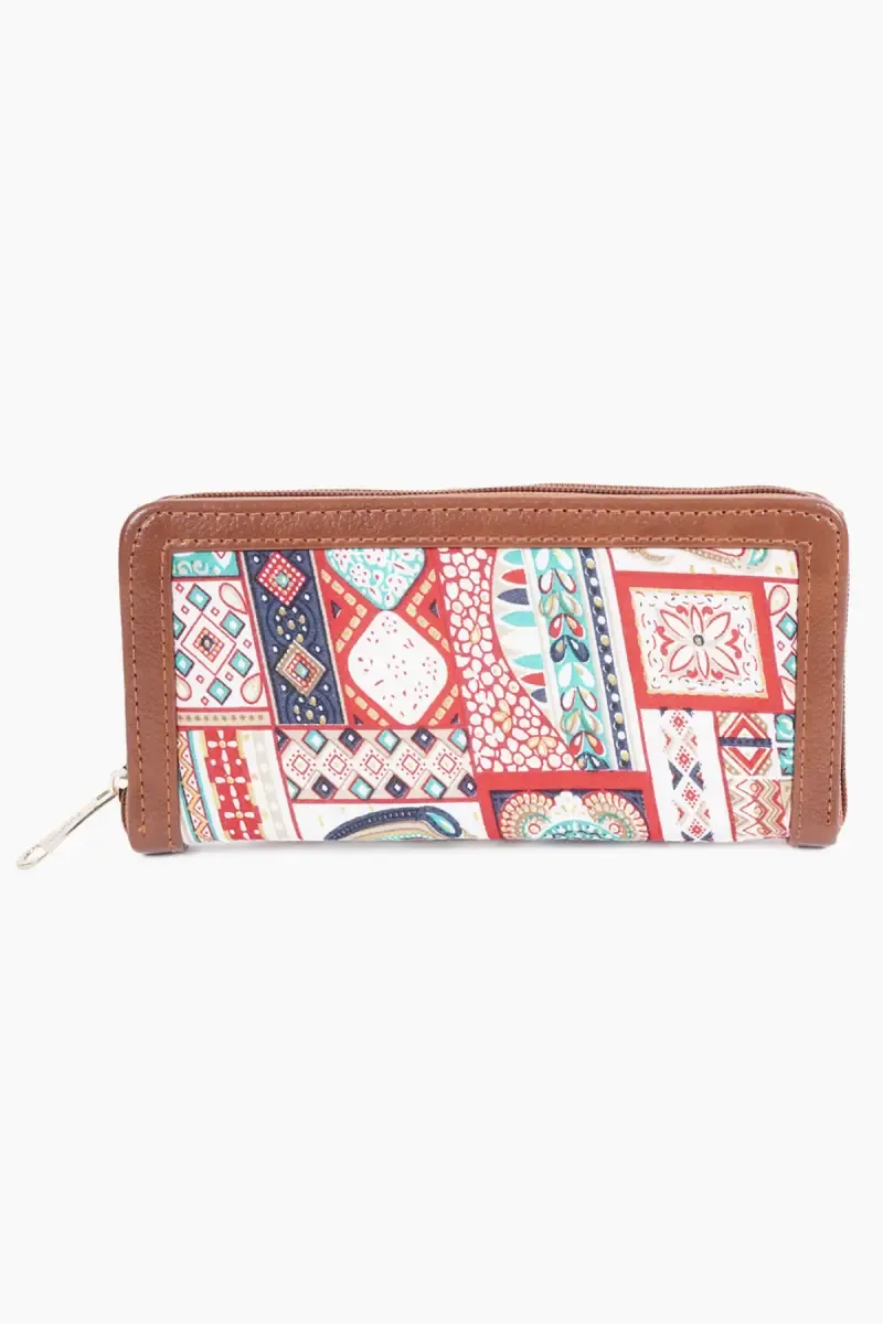 Women's Paisley Print Wallet with Embroidered Detailing 029400WHI