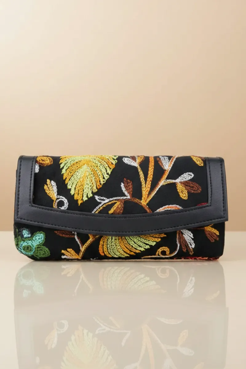 Floral Embroidered Elegance Clutch for Women 029414BLA