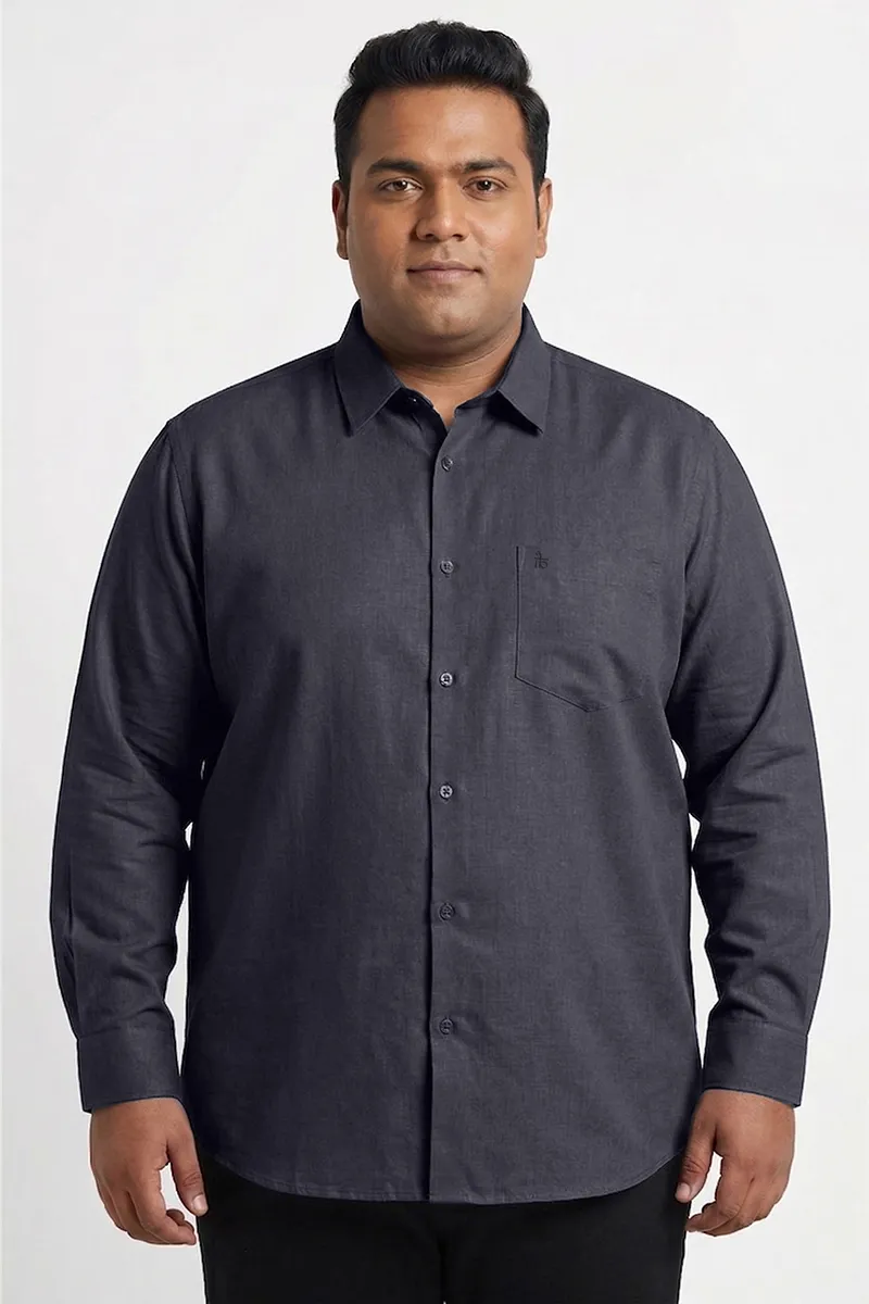 Linen Solid Plus Size Casual Shirt for Men