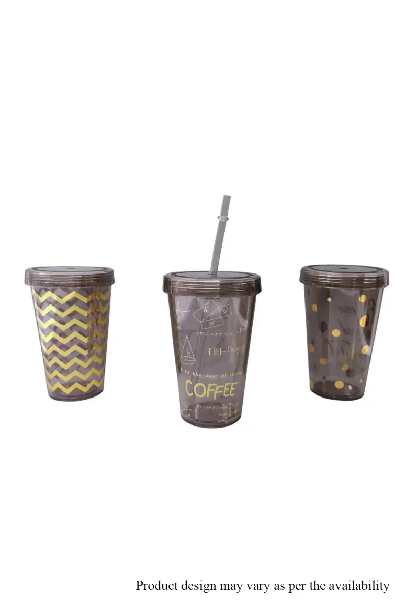Plastic Tumbler with Lid & Straw - 480ml 029484GRE1