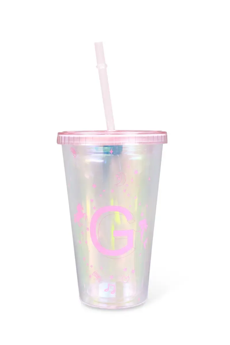Plastic Tumbler with Lid & Straw - 450ml