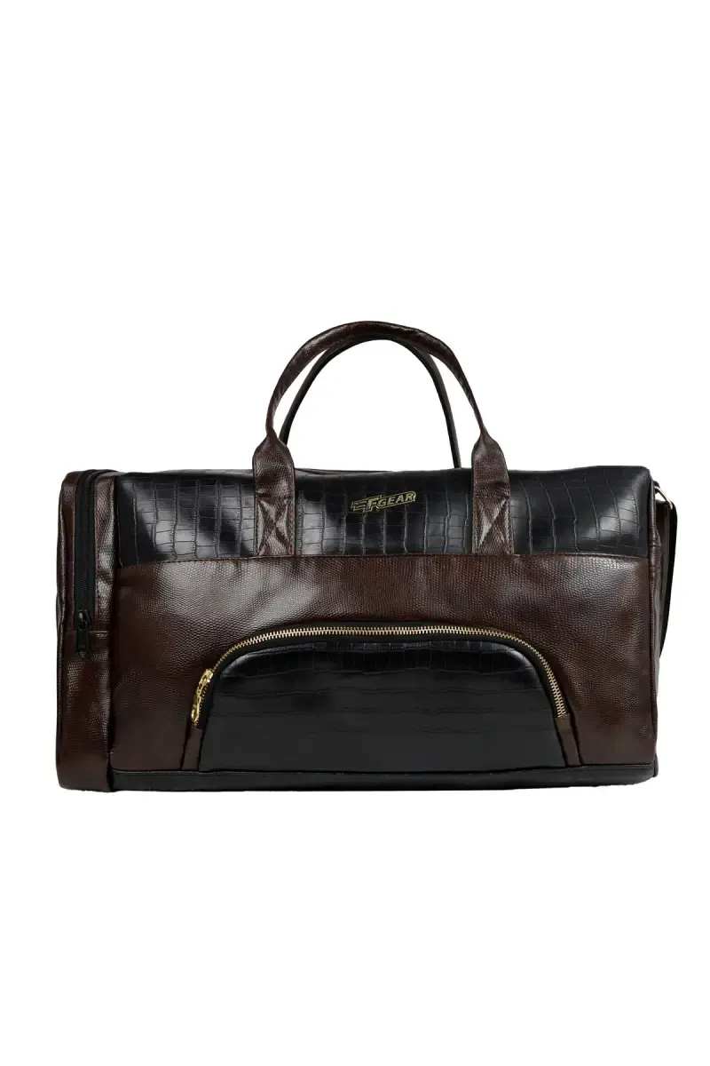 Jesko 26L Black Tan Vegan Leather Travel Duffle