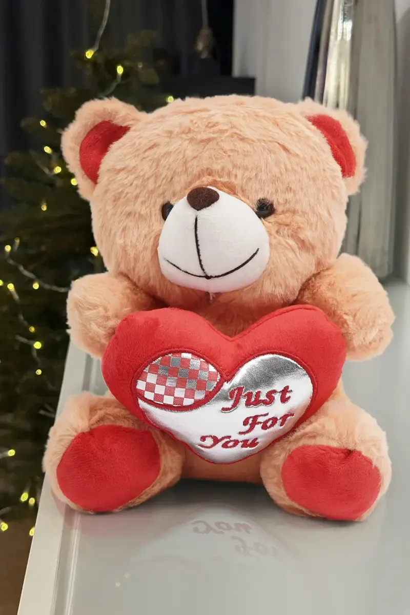 Teddy Bear Toy with Heart - 25 Cm (Light Brown) 