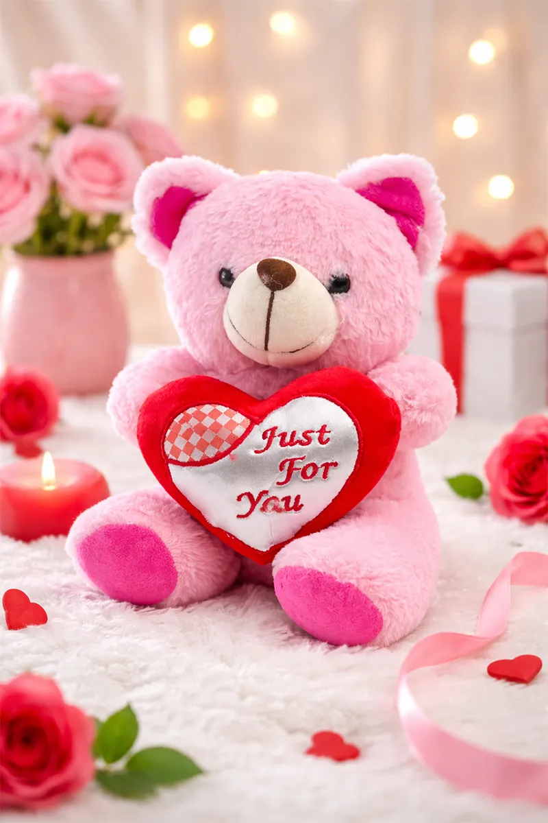 Teddy Bear Toy with Heart - 25 Cm (Pink) 