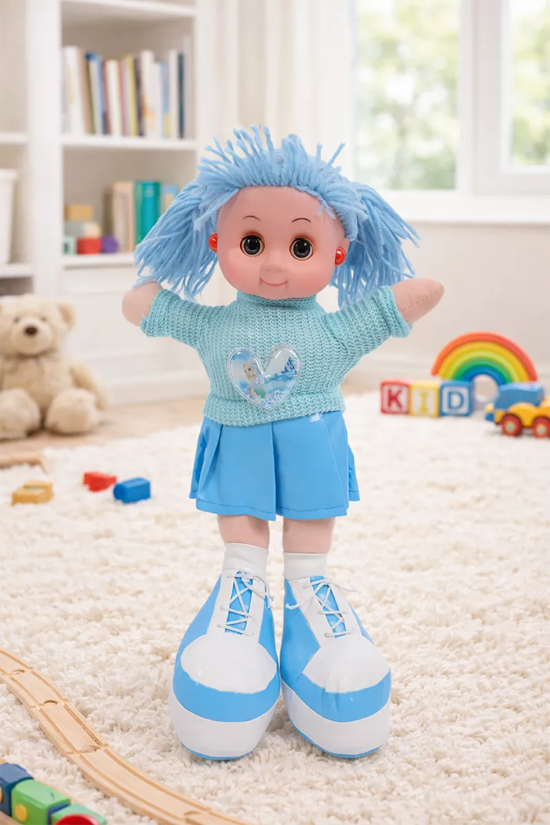 Baby Doll with Woolan Hair - Blue & White 029622BLU&WHI