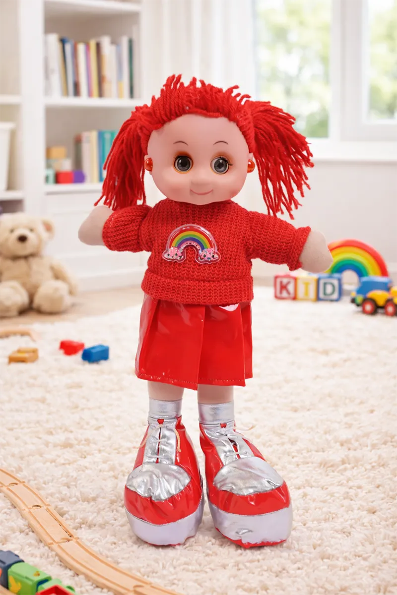 Baby Doll with Woolan Hair - Red & Grey 029622RED&GRE
