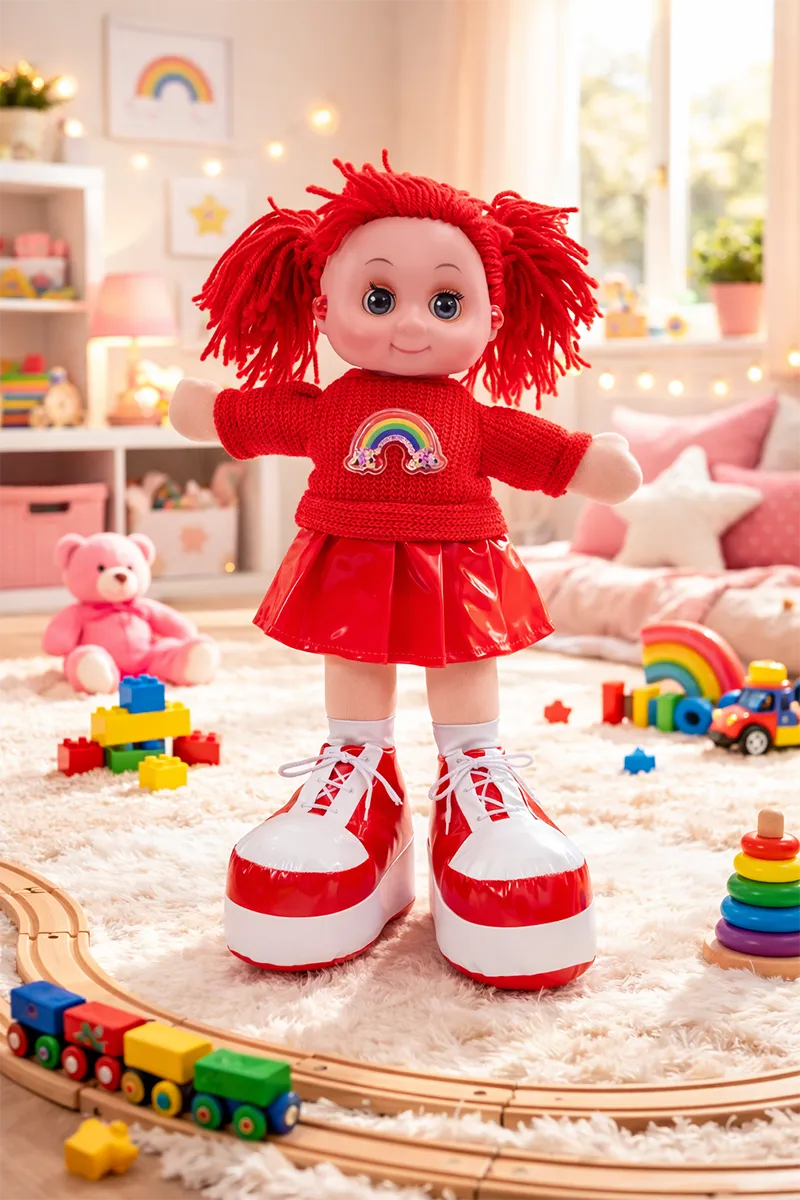 Baby Doll with Woolan Hair - Red & White 029622RED&WHI